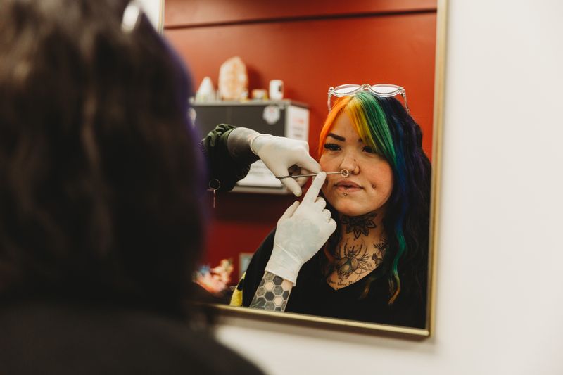 Nostril and septum piercing